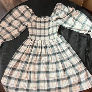 NWT | Madewell | Women's Lucie Elbow Sleeve Smocked Mini Dress Antique Cream | M